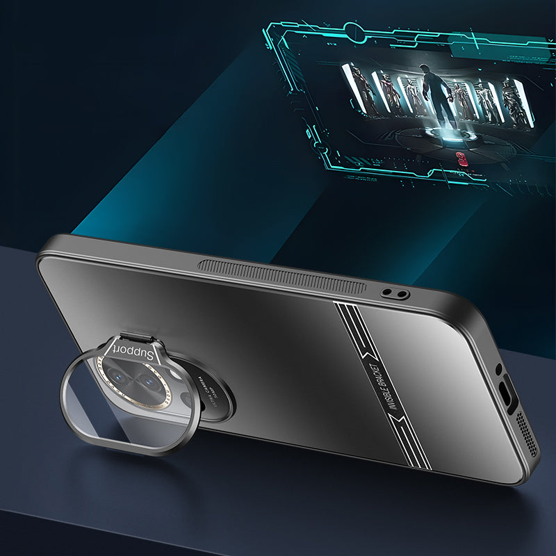 Kickstand Phone Case for Huawei nova 12 5G Matte PC+TPU Shell with Tempered Glass Lens Cover Kickstand Phone Case for Huawei nova 12 5G Matte PC+TPU Shell with Tempered Glass Lens Cover